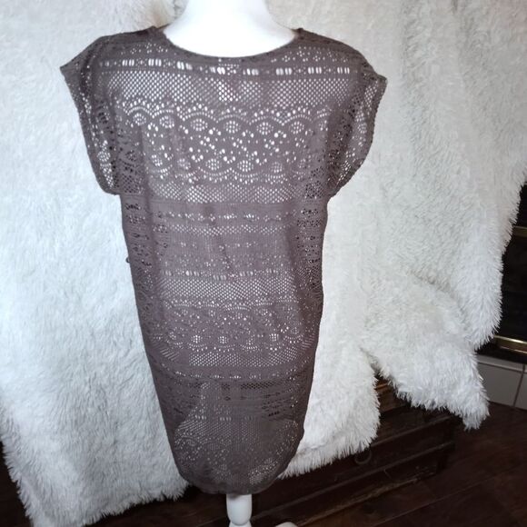 MERONA TAUPE CROCHET COVERUP SZ.XS EUC - Picture 6 of 8